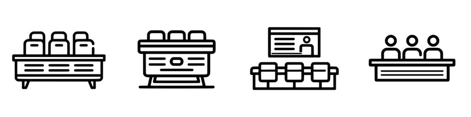 Poster - Vector illustration of furniture icons representing various settings and functions for modern spaces