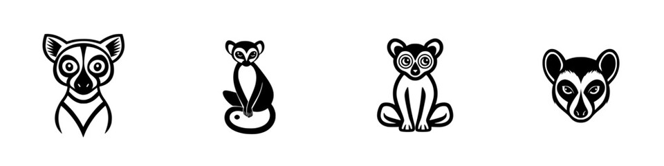 Poster - Vector illustration icon set featuring different lemurs in various poses and styles