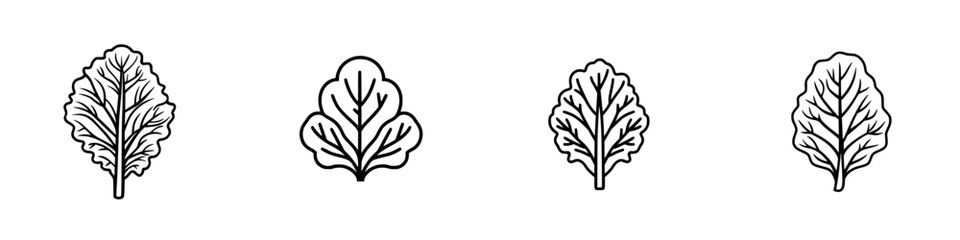 Poster - Vector illustration of four different leaf designs showcasing intricate detailing suitable for nature-themed projects