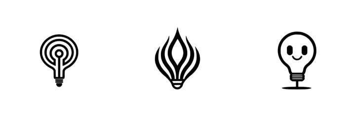 Poster - Vector illustration icons depicting light bulb designs showcasing creativity and innovation in various styles and forms