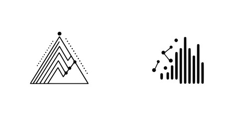 Poster - Vector illustration of abstract mountain and data visualization icons designed for digital applications and creative projects