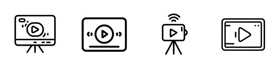 Poster - Collection of vector illustration icons representing video playback and streaming solutions for digital content viewing