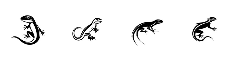 Poster - Vector illustration of various lizard designs showcasing unique styles and poses for educational or creative use