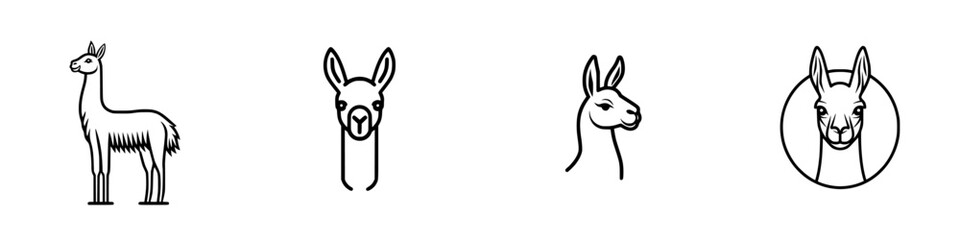 Poster - Vector illustration icons featuring different llama designs in a variety of styles for use in creative projects and designs