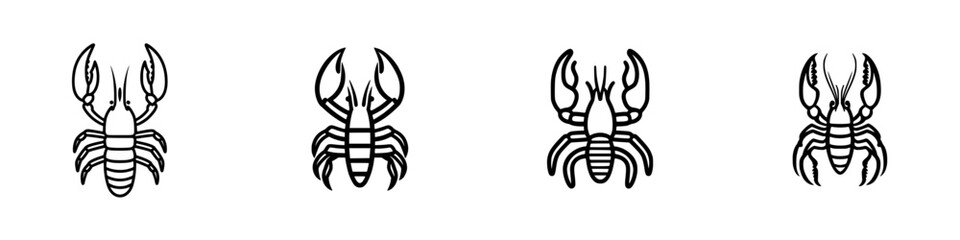 Poster - Vector illustration of different lobster designs showcasing unique features in a minimalist style