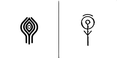 Poster - Vector illustration icons depicting two abstract designs representing nature and growth in a minimalist style