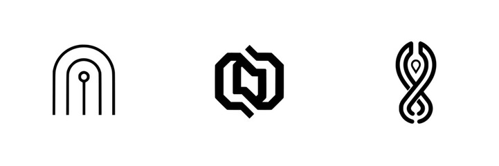 Poster - Vector illustration icons featuring abstract shapes signifying connection and continuity in design for creative projects