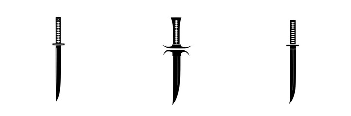 Poster - Vector illustration of three different styles of swords showcasing their unique designs and shapes for various uses in creative projects