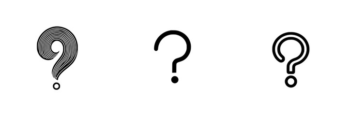 Poster - vector illustration icons depicting question marks in various styles for conceptual and design appli