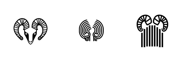Poster - vector illustration of unique ram icons showcasing different designs and styles in bold black lines