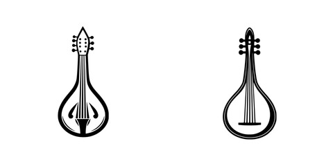 Poster - Vector illustration of two traditional string instruments with distinct shapes and designs, highlighting cultural heritage and musical variety