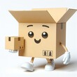 © JetHuynh - Animated character 3D image of a cardboard box, cute design, white background
