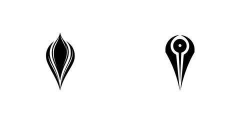 Poster - vector illustration icon depicting two stylized feather-like shapes representing creativity and art