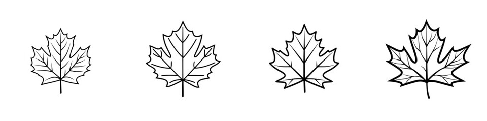 Poster - Vector illustration of four distinct maple leaf designs showcasing natural beauty and intricate details