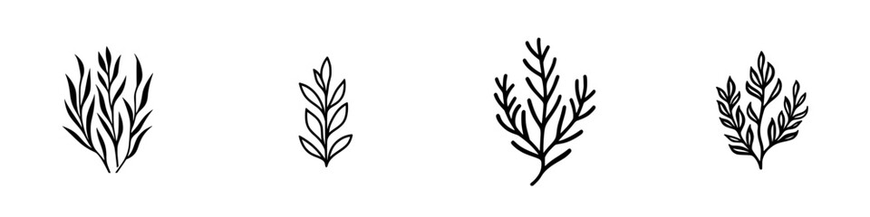 Poster - Vector illustration of various plant designs showcasing simple and elegant line art suitable for nature-themed projects