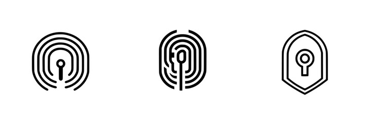 Poster - vector illustration icons representing keyholes in various styles suitable for digital security conc