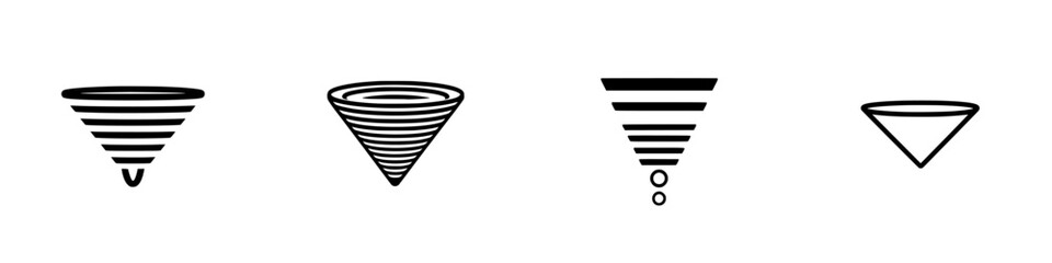 Poster - Vector illustration of four funnel designs in various styles and shapes for graphic design projects