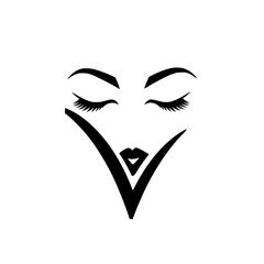 Poster - Elegant vector illustration of a woman?s face with closed eyes and a v shape design