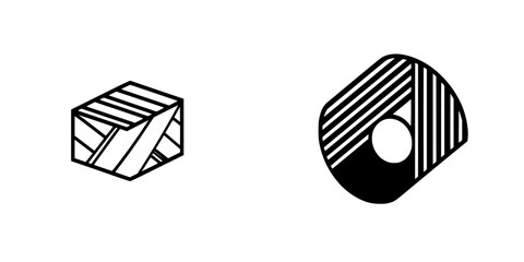 Poster - unique vector illustration icons showcasing abstract geometric shapes with striped patterns for desi