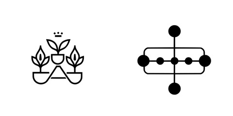 Poster - Vector illustration icon depicting a plant growth symbol alongside a geometric diagram representing connections and networks