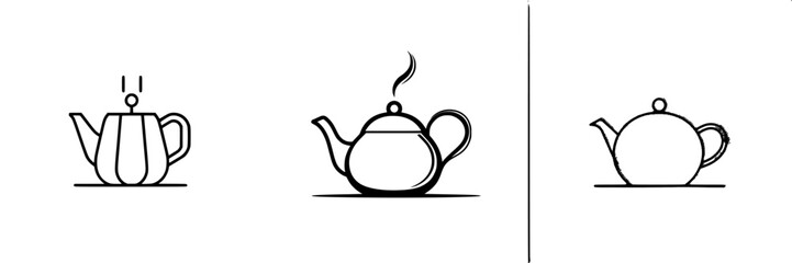Poster - Vector illustration of teapots in different styles showcasing various designs and features for kitchen use and decor