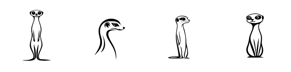 Poster - Vector illustration of playful meerkats showcasing different poses in a charming, simplistic style