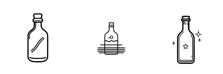 Poster - Vector illustration showcasing various bottle designs with unique styles and elements suitable for beverage packaging and branding