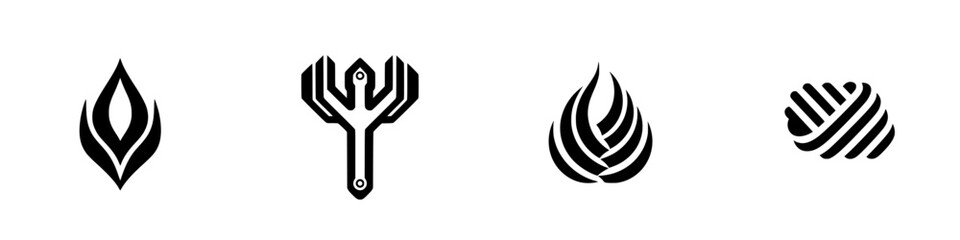 Poster - Vector illustration icons representing natural elements and tools in a minimalist style for design projects