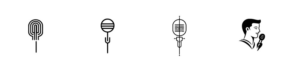 Poster - Vector illustration icons showcasing various microphone styles for music and audio projects