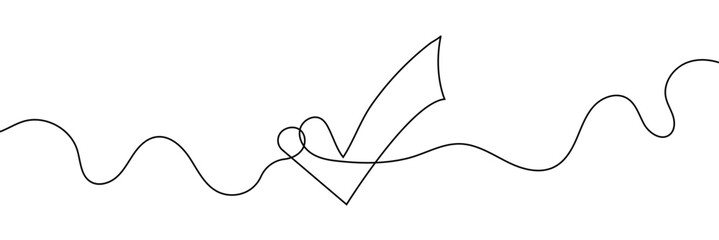 Aufkleber - Continuous line drawing of check mark. Tick one line icon. One line drawing background. Vector illustration. Check mark black icon