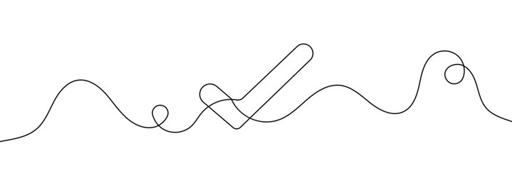 Aufkleber - Continuous line drawing of check mark. Tick one line icon. One line drawing background. Vector illustration. Check mark black icon
