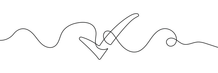 Aufkleber - Continuous line drawing of check mark. Tick one line icon. One line drawing background. Vector illustration. Check mark black icon
