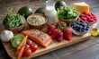 © underground - Healthy food spread on a wooden board