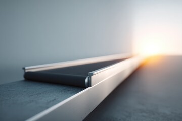 Poster - conveyor belt in motion under bright lighting symbolizing industrial automation and efficiency