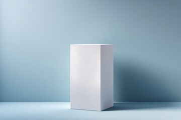 Poster - empty podium with volumetric lighting on smooth solid color background