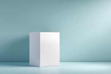 Poster - empty podium with volumetric lighting on smooth solid color background