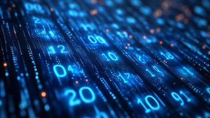 abstract digital binary code background, abstract digital binary code background with glowing blue n