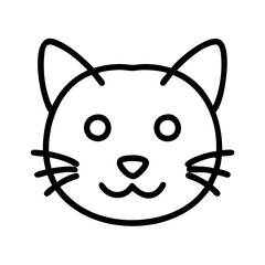 Poster - Cute cat face drawing vector illustration simple line art pet kitten graphic design element isolated on white