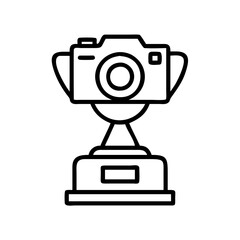 Poster - Photography award trophy icon vector, best photographer prize, camera competition winner symbol