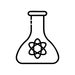 Poster - illustration of science lab beaker with atom symbol for chemistry and physics experiments research