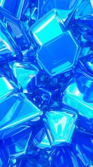 Poster - Bright blue crystalline structures glisten with reflective surfaces creating an intriguing abstract visual. Dynamic composition suggests vibrancy and energy. Concept of design, beauty, creativity