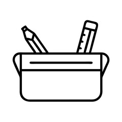 Poster - Pencil holder with pencil and ruler vector illustration stationery organizer desk supplies icon 90