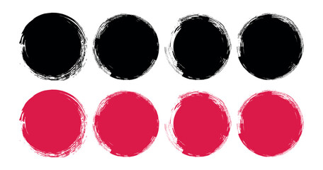 Fototapete - Set of grunge circles. Circular Brush Stroke Set. Circle brush strokes, grunge design elements