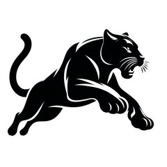 illustration silhouette puma on white background