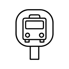 Poster - Bus stop sign icon vector illustration public transportation symbol outline design template isolated 90