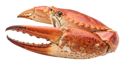 Poster - cooked crab claw is cracked open slightly, revealing its tender meat. shell is rich reddish brown, showcasing textured surface. image captures essence of seafood cuisine