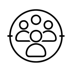 Poster - Find target audience group icon vector illustration for user research and market analysis targeting team