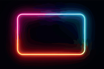 Poster - Neon glowing frame in dark background - vibrant colors and futuristic design