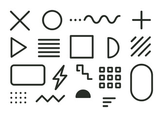 Poster - Abstract geometry icons set: minimalist linear shapes for creative design