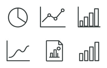 Poster - Minimalist linear icon set: data analytics and graphs for business reports